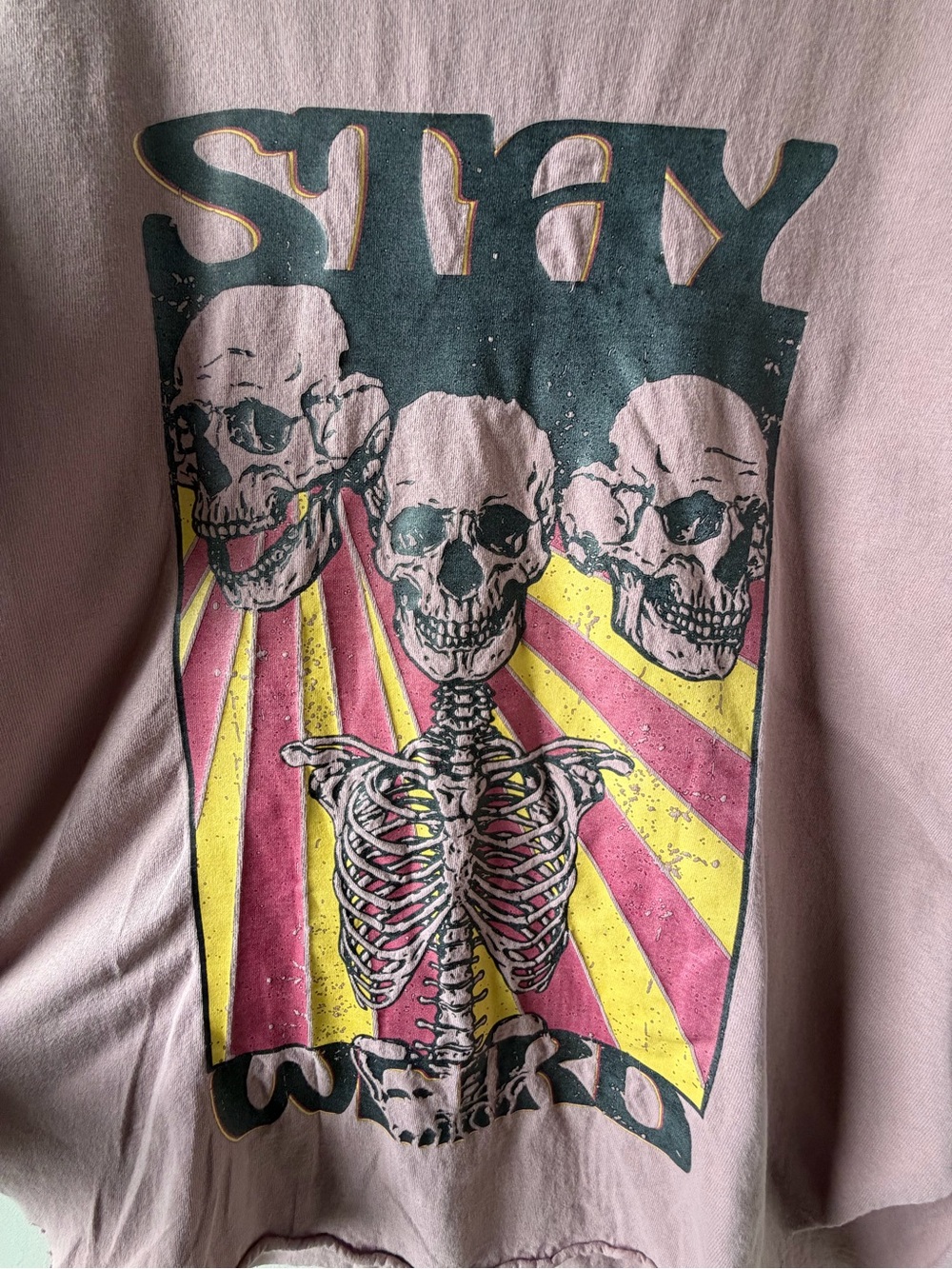 Graphic T| Stay Weird| Retro | Dusty Mauve Pink | Size Large |Pebby Forevee - Picture 4 of 7